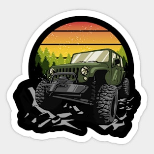 sunset vintage offroad Sticker